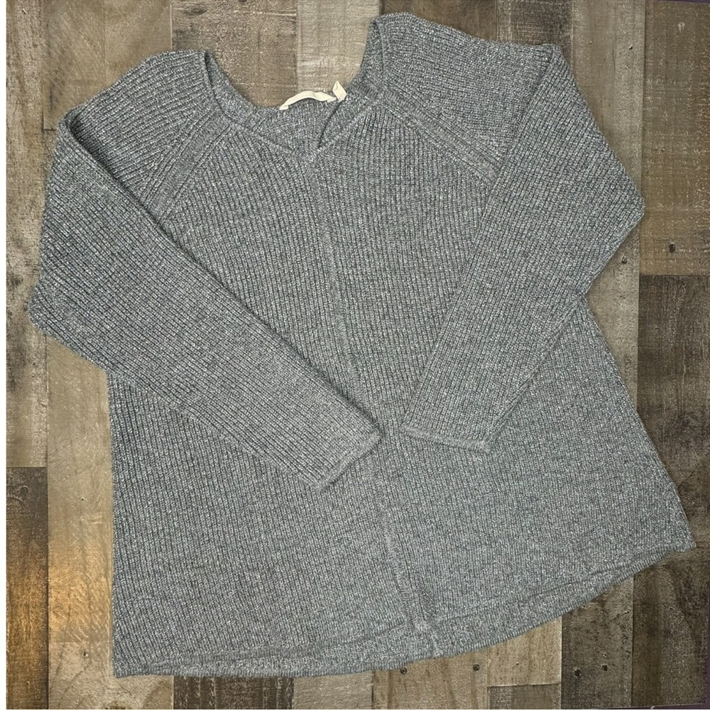 Soft Surroundings Gray V-Neck Ribbed Sweater size 2X